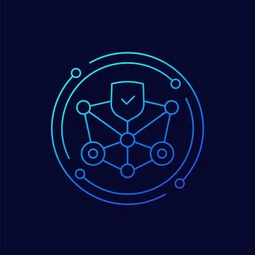Blockchain security icon, linear design Stockillustratie