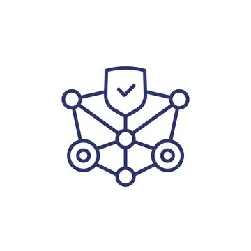 Blockchain security line icon on white Stock Illustration