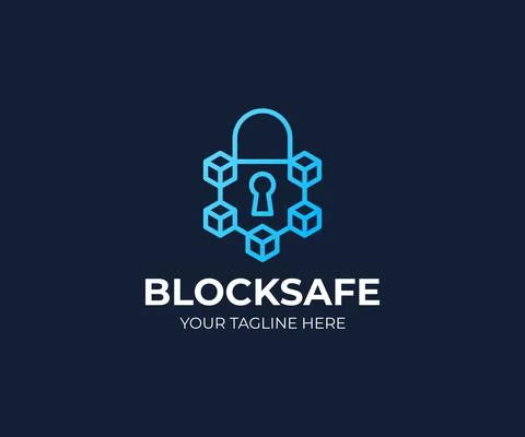 Blockchain security logo design. Cryptography vector design Stock Illustration