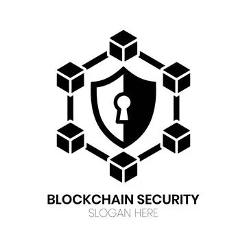 Blockchain Security Logo Design with Shield and Network Nodes Illustrazione stock