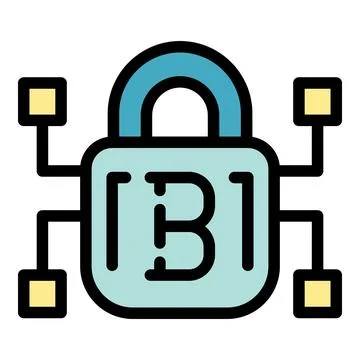 Blockchain security system protecting cryptocurrency bitcoin data Stock Illustration