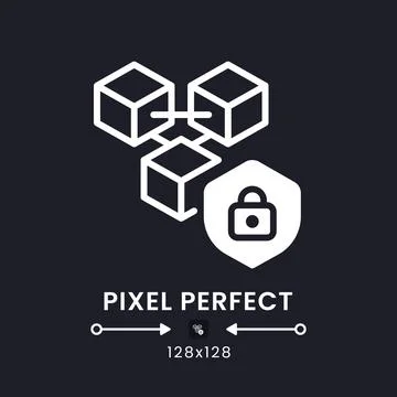 Blockchain security white solid desktop icon Stock Illustration