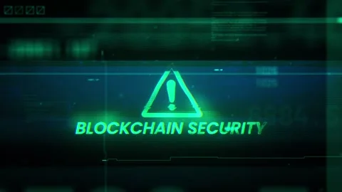 Blockchain Security Word on Noise Glitch Error technology futuristic data Stock Footage 341253737