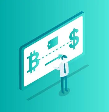 Blockchain Seminar of Man Vector Illustration Stock Illustration