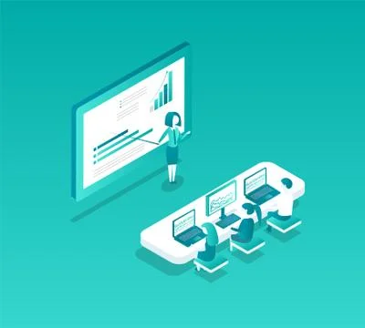 Blockchain Seminar Person Vector Illustration Stock Illustration