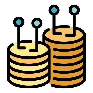 Blockchain server rack icon color outline vector Stock Illustration