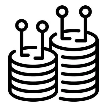 Blockchain server rack icon, outline style Illustrazione stock