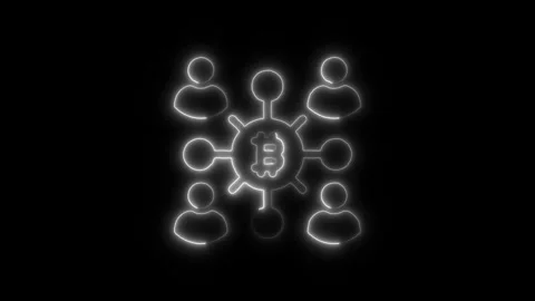 Blockchain Shareholders Outline Icon in HD Video Neon Animation Stock Footage 304552104