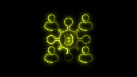 Blockchain Shareholders Outline Icon in HD Video Neon Animation 動画素材 304552110