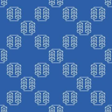 Blockchain with Six Blocks outline vector seamless pattern. Cryptocurrency .. Stock Illustration