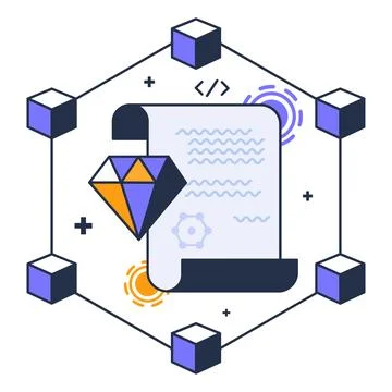 Blockchain Smart Contract Technological Concept 库存插图