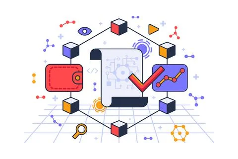 Blockchain Smart Contract Technological Concept Illustrazione stock