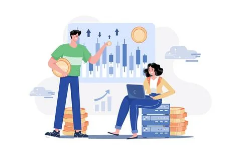 Blockchain Solution Illustration concept. A flat illustration isolated on w.. Stockillustratie