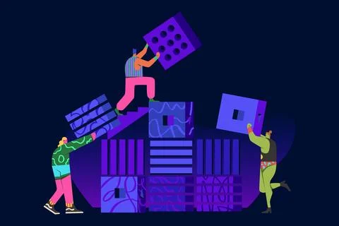 Blockchain Solution Illustration Stock Illustration