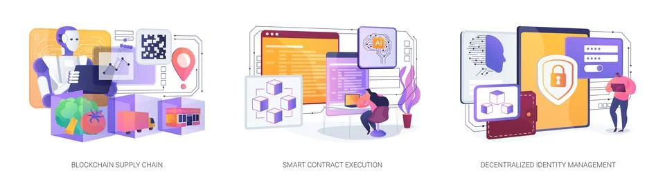 Blockchain Solutions for Transparency abstract concept vector illustrations. Illustrazione stock