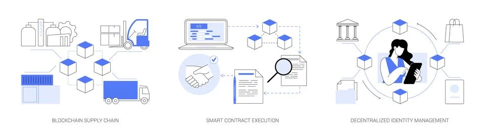 Blockchain Solutions for Transparency abstract concept vector illustrations. Stock Illustration