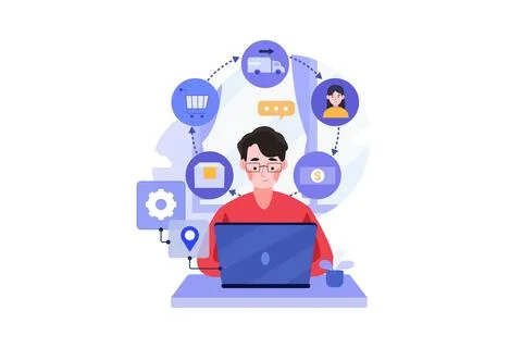 Blockchain Supply Chain Stock Illustration