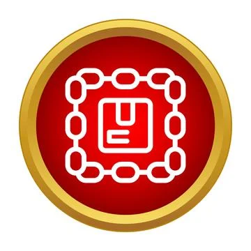 Blockchain supply chain logistics tracking with delivery box Stock Illustration