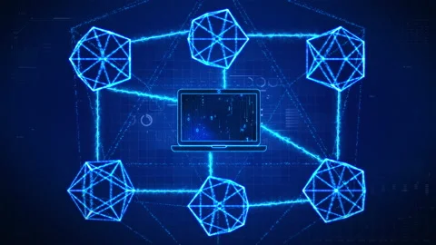 Blockchain System Explanation Shot in 4K Resolution, It can be used as CG Stock Footage 153223986