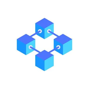 Blockchain system interconnected data icon vector illustration. Stock Illustration