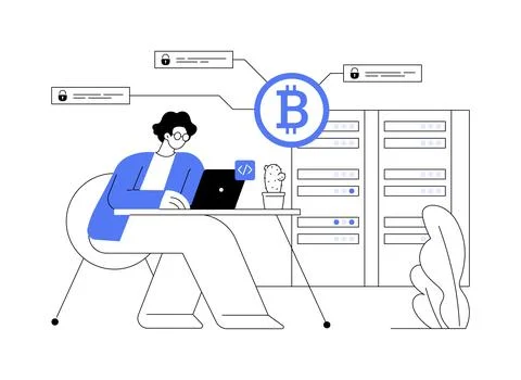 Blockchain tech architect abstract concept vector illustration. Stock Illustration