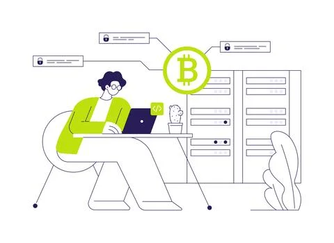 Blockchain tech architect abstract concept vector illustration. Stock Illustration