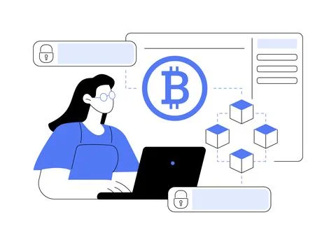 Blockchain tech architect isolated cartoon vector illustrations. Ilustración de archivo