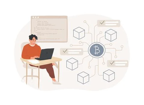 Blockchain tech architect isolated cartoon vector illustrations. Stock Illustration