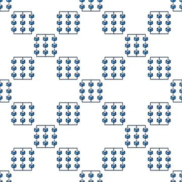 Blockchain Technology with 9 Blocks vector blue seamless pattern Illustrazione stock