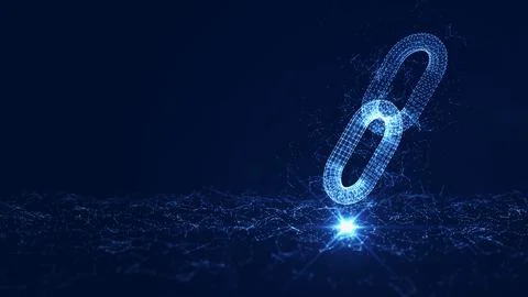 Blockchain technology abstract concept. The polygons are connected in a chain 스톡 사진