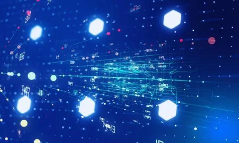Blockchain technology and bitcoin cryptocurrency network concept (84) Stock Photos
