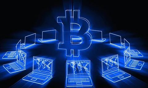 Blockchain technology and bitcoin cryptocurrency network concept (84) 스톡 사진