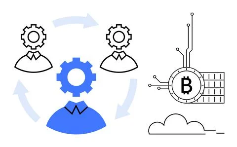 Blockchain Technology and Collaborative Networking in Business Processes Stock Illustration