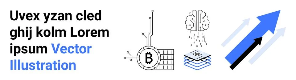 Blockchain Technology, Artificial Intelligence, and Data Layers with Upward.. Illustrazione stock