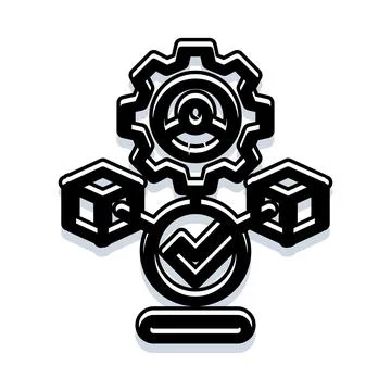 Blockchain technology automating decentralized transaction validation process Stockillustratie