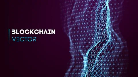 Blockchain technology background. Cryptocurrency fintech block chain network and Stock Illustration