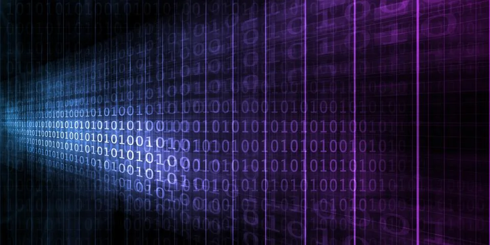 Blockchain Technology Binary Ledger Distributed Network System Illustrazione stock