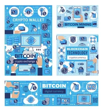 Blockchain technology, bitcoin crypto exchange Ilustração Stock