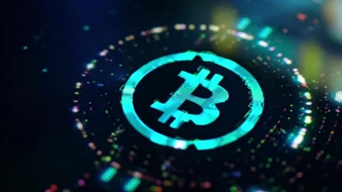 Blockchain Technology. Bitcoin digital currency, gold coin. Cyberspace digital Stock Footage 336442469