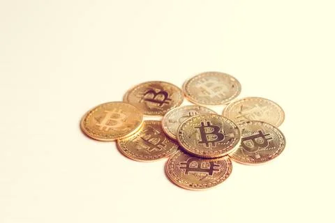 Blockchain technology, bitcoin mining concept Stock Photos