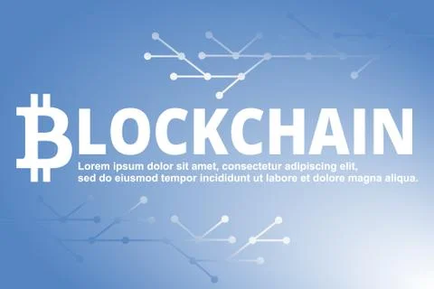 Blockchain technology blue background. Vector illustration. Stock Illustration