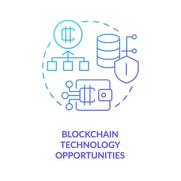 Blockchain technology blue gradient concept icon Stock Illustration