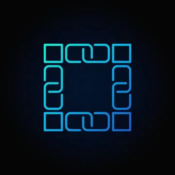 Blockchain technology blue icon. Vector block chain concept line Stockillustratie