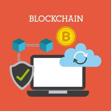 Blockchain technology cloud computing storage check secure 스톡 일러스트