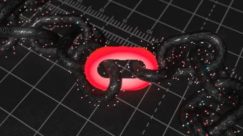 Blockchain technology concept 3d illustration. Inthernet and security symbol Stock-Illustration