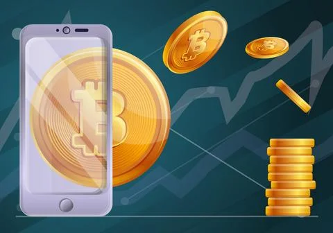 Blockchain technology concept background, cartoon style Illustrazione stock