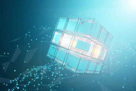 Blockchain technology concept. Big data. Neural networks. quantum computer... Stock Illustration