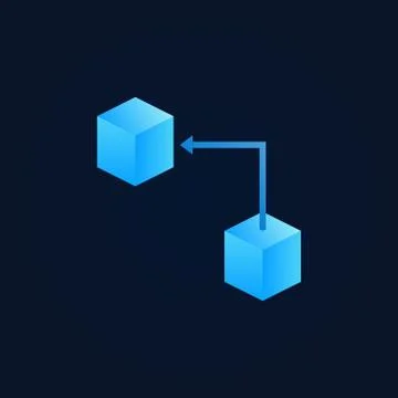Blockchain technology concept bright blue icon or sign 库存插图