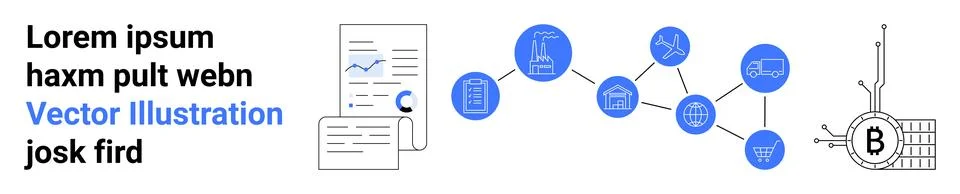 Blockchain Technology Concept with Connected Devices and Data Analysis Elemen 库存插图