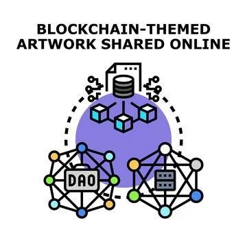 Blockchain technology concept displaying distributed ledger network イラスト素材